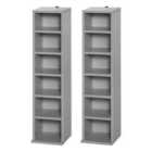 HOMCOM Set Of 2 Cd Media Display Shelf Unit Tower Rack Adjustable, Grey