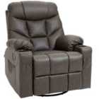 HOMCOM Manual Recliner Chair With Footrest, Cup Holder, Side Pocket, Brown