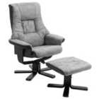 HOMCOM Recliner Armchair Footstool Duo Micro Fiber - Grey