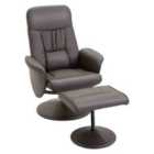 HOMCOM PU Leather 2pc Reclining Armchair w/ Ottoman - Brown