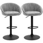HOMCOM Modern Swivel Bar Stools 2pk w/Adj. Height Light Grey