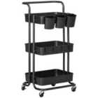 HOMCOM 3-tier Utility Cart, Rolling Serving Trolley