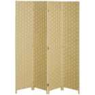HOMCOM 4 Panel Folding Room Dividers For Wall, Privacy Screen Panels, Brown