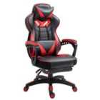 Vinsetto Gaming Chair Ergonomic Reclining Manual Footrest Wheels Stylish Red