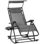 Outsunny Garden Rocking Chair Folding Recliner - Grey