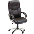 HOMCOM Executive Office Chair Faux Leather ComPUter Desk Chair With Wheel Brown