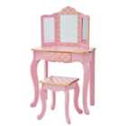 Teamson Kids Gisele Polka Dot Vanity W/ Mirror & Stool Pink/Rose Gold