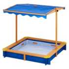 Teamson Kids - Outdoor Summer Sand Box - Wood / Blue