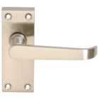 Victorian Straight Satin Nickel Latch Door Handle - 3 Pairs