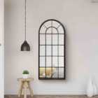 MirrorOutlet Large Metal Antique Black Apartment Window Mirror 140 x 65 cm