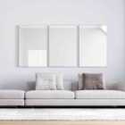 MirrorOutlet Triple Manhattan Matt Silver Aluminium Framed Modern Panel Wall Mirror Set 92 x 200 cm