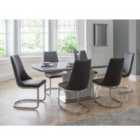 Julian Bowen Como High Gloss Grey Table And 6 Como Chairs Set