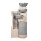 Serenity Cascading Four Bowl and Wall w/ LED Light Water Feature