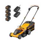 LawnMaster MX 24V 48V 41cm Cordless Lawnmower with 4 battery packs