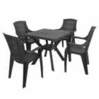 Turin Square Table With 4 Parma Chairs Set Anthracite