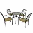 Villena 91cm Patio Table with 4 Ascot Chairs Set