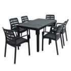 Roma Rectangular Table With 6 Siena Chairs Set Anthracite