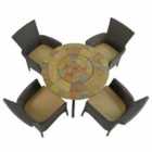 Bayfield Firepit 89Cm Table With 4 Stockholm Brown Chairs Set