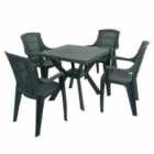 Turin Square Table With 4 Parma Chairs Set Green