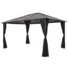 vidaXL Gazebo With Curtain Aluminium 4X3X2.6 M - Black
