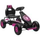 HOMCOM Children Pink Pedal Go Kart W/ Adjustable Seat Rubber Wheels Brake