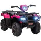 HOMCOM 12V Pink Electric Quad Bike For Kids W/ LED Headlights Music