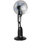HOMCOM Pedestal Fan With Water Mist Spray Standing Fan W/ 2.8L Water Tank Black