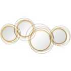HOMCOM Metal Decorative Wall Art Mirror - Gold