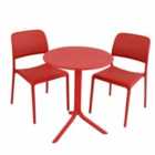 Step Table With 2 Bistrot Chair Set Red