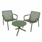 Step Low Table With 2 Doga Relax Chair Set Olive