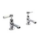 Hudson Reed White Topaz With Lever & Domed Collar Basin Taps - Chrome / White