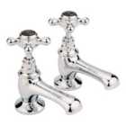 Hudson Reed Black Topaz With Crosshead Basin Taps - Chrome / Black