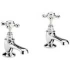 Hudson Reed White Topaz With Crosshead Basin Taps - Chrome / White