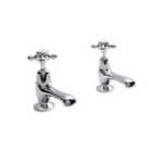 Hudson Reed White Topaz With Crosshead & Domed Collar Basin Taps - Chrome / White