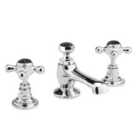 Hudson Reed Black Topaz With Crosshead 3 Tap Hole Basin Mixer - Chrome / Black