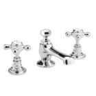 Hudson Reed White Topaz With Crosshead 3 Tap Hole Basin Mixer - Chrome / White