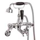 Hudson Reed Black Topaz With Crosshead Wall Mounted Bath Shower Mixer - Chrome / Black