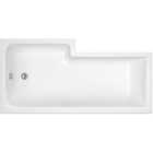 Nuie 1600mm Right Hand Square Shower Bath - White
