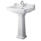 Hudson Reed Richmond 600mm Basin & Comfort Height Pedestal (1 Tap Hole) - White