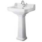 Hudson Reed Richmond 560mm Basin & Comfort Height Pedestal (1 Tap Hole) - White