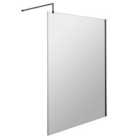 Nuie 1200mm Wetroom Screen With Support Bar - Matt Black