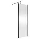 Nuie 700mm Outer Framed Wetroom Screen With Support Bar - Matt Black