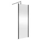 Nuie 760mm Outer Framed Wetroom Screen With Support Bar - Matt Black
