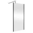 Nuie 1000mm Outer Framed Wetroom Screen With Support Bar - Matt Black