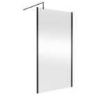 Nuie 1100mm Outer Framed Wetroom Screen With Support Bar - Matt Black