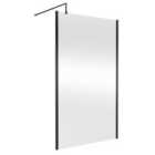 Nuie 1200mm Outer Framed Wetroom Screen With Support Bar - Matt Black