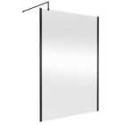 Nuie 1400mm Outer Framed Wetroom Screen With Support Bar - Matt Black