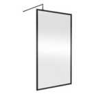 Nuie Full Outer Frame Wetroom Screen 1850x1100x8mm - Matt Black