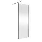 Hudson Reed 800mm Outer Framed Wetroom Screen With Support Bar - Matt Black