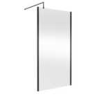 Hudson Reed 1100mm Outer Framed Wetroom Screen With Support Bar - Matt Black